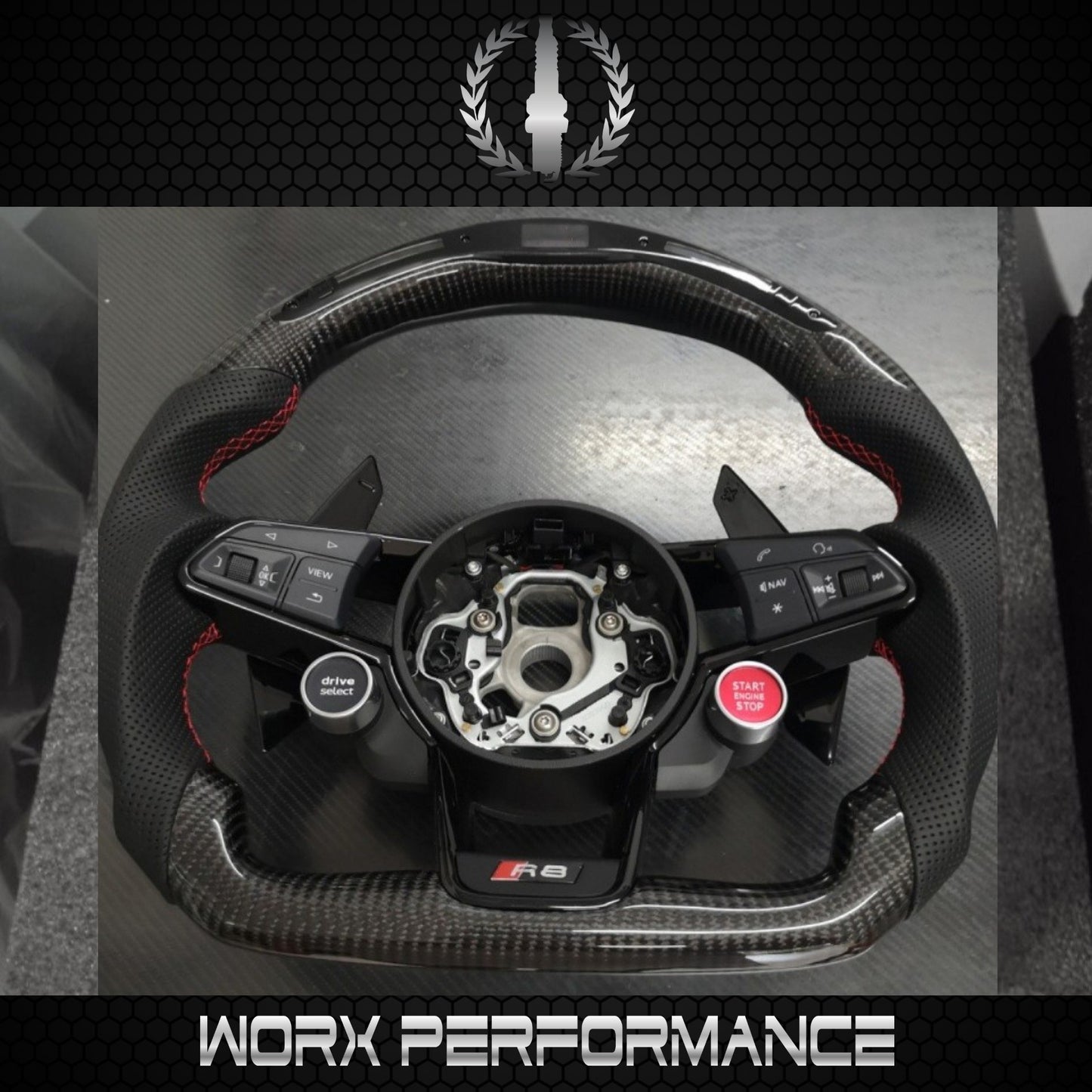 Audi R8 TT TTS TTRS 18+ OHC LED Carbon Fiber Steering Wheel With Paddles & Buttons