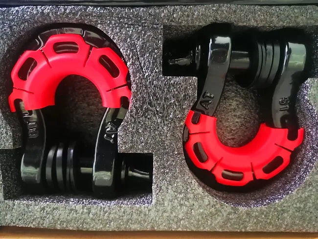 4.75 TON Black D-Ring Shackles with Isolator Washer Kit (Two Pack)