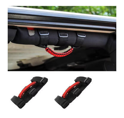 Roll bar nylon strap grab handle (Red)- pair