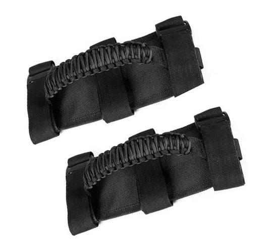 Roll bar nylon strap grab handle (BLACK)- pair