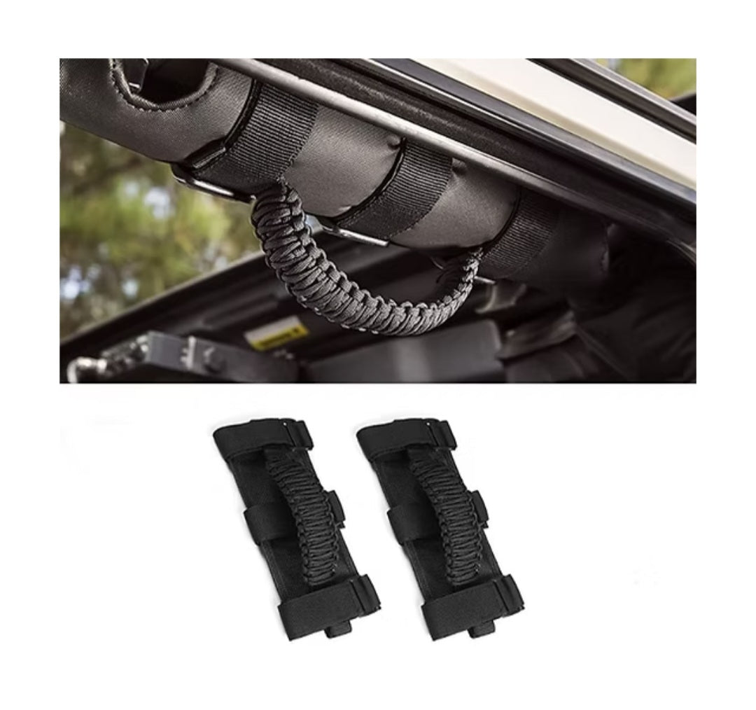 Roll bar nylon strap grab handle (BLACK)- pair