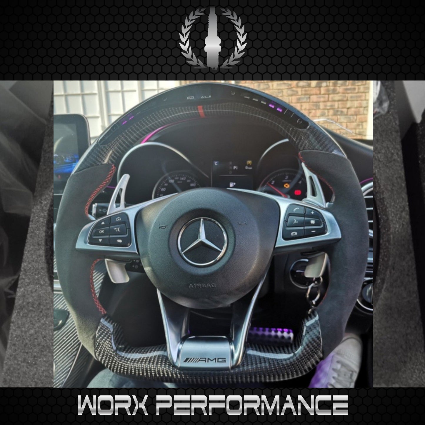 Mercedes Benz W205 15-18 AMG OHC LED Carbon Fiber Steering Wheel