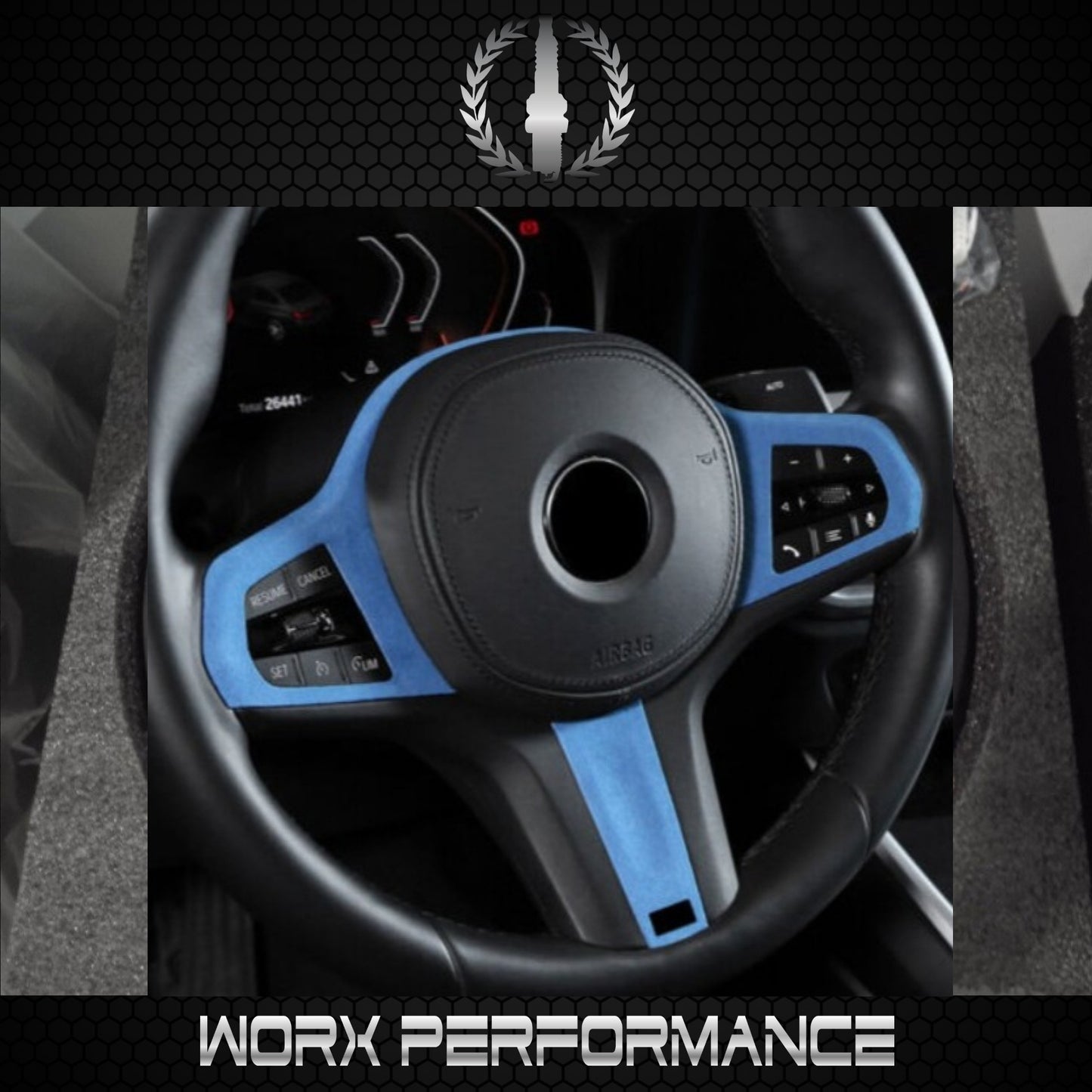 BMW G-Series Steering Trim Suede Alcantara Cover (Blue)