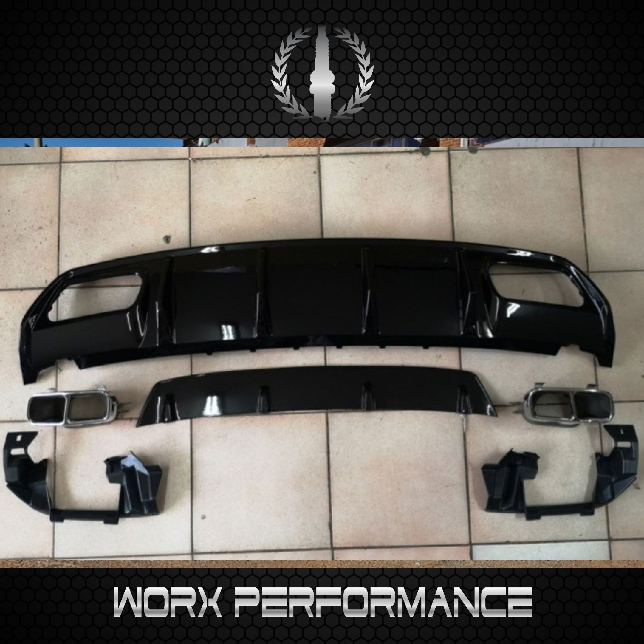 Mercedes Benz W176 A45 Rear Diffuser W/Tailpipe (Black) – Worx Performance