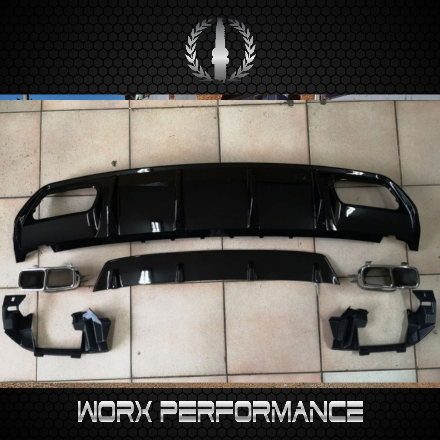 Mercedes Benz W176 A45 Rear Diffuser W/Tailpipe (Black)