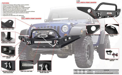 Paramount JL Full Width LED Light Style Front Bumper #51-8062